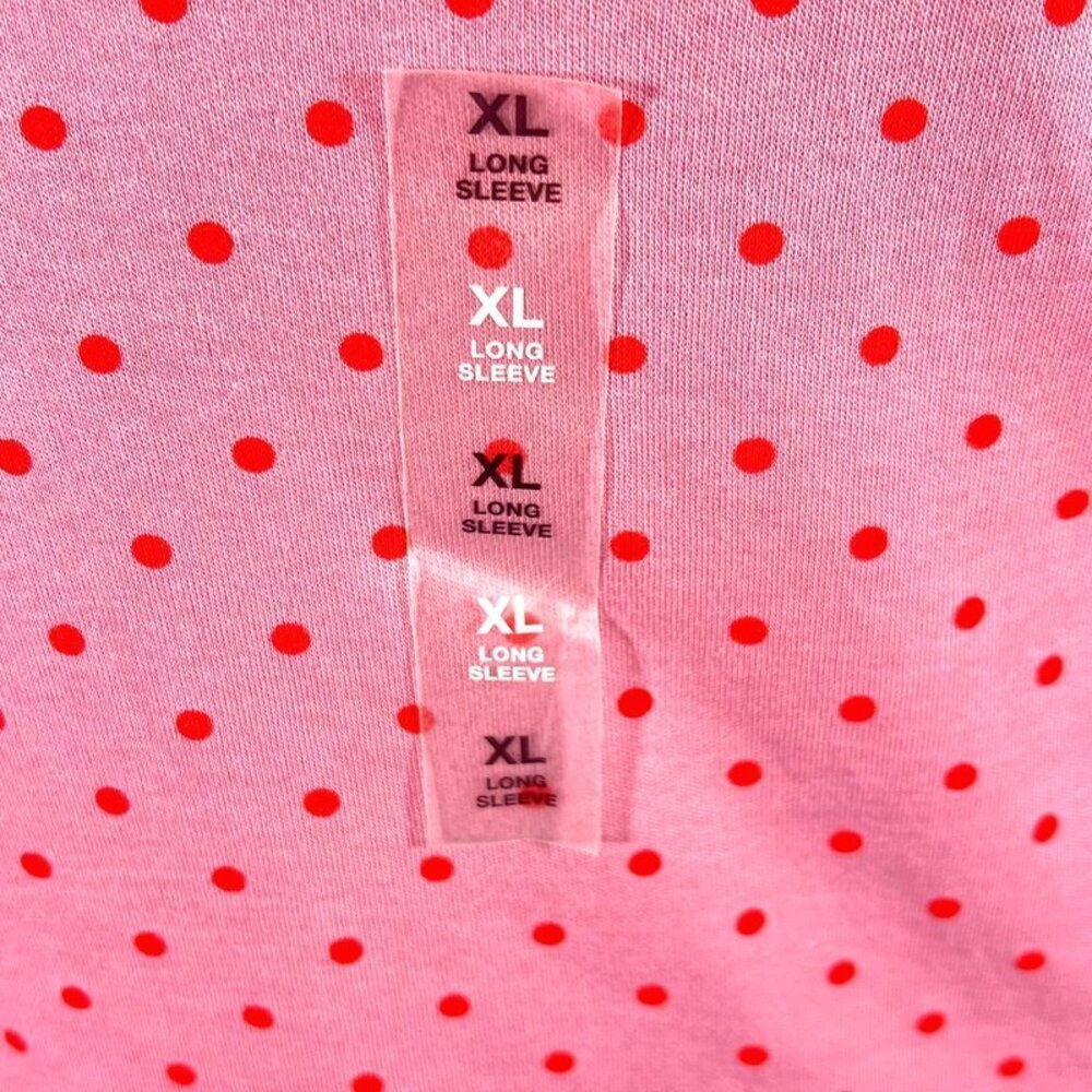 Style & Co Long Sleeve Tee Shirt Women's XL Dusty Pink Red Polka Dots Scoop Neck - Picture 7 of 12